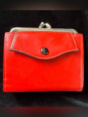 St. Thomas Vintage Lipstick Red Leather Wallet Coin Purse